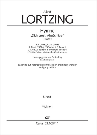 Hymne Soli SATB, Coro SATB, 2 Fl, 2 Ob, 2 Clt, 2 Fg, 2 Cor, 2 Tr, 3 Trb, Timp, 2 Vl, Va, Vc, Cb Einzelstimme, Violine 1