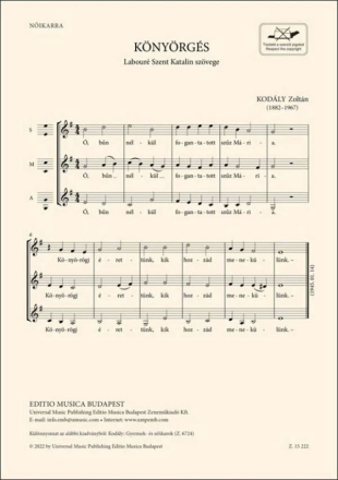 Knyrgs Women's Choir Choral Score