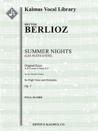 Summer Nights, Op. 7 (high voice f/o sc) Scores