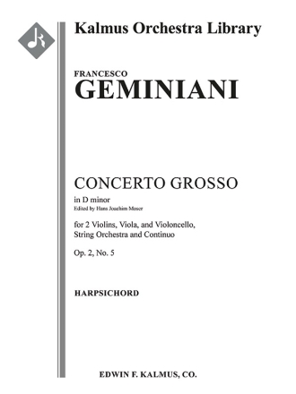 Concerto Grosso in Dm Op 2 No 5 (hpschd) String Orchestra