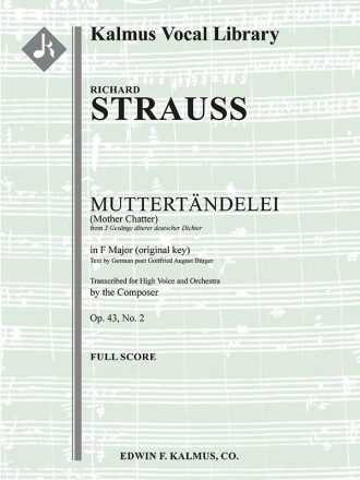 Muttertaendelei, Op. 43/2 (f/o sc) Scores