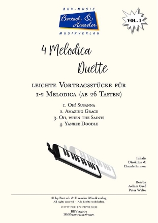 4 Melodica Duette Vol.1 fr 1 - 2 Melodica (ab 26 Tasten) Partitur und Stimmen