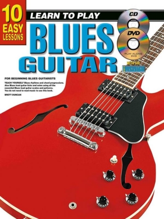 10 Easy Lessons - Learn To Play Blues Guitar Guitar Book & Media-Online