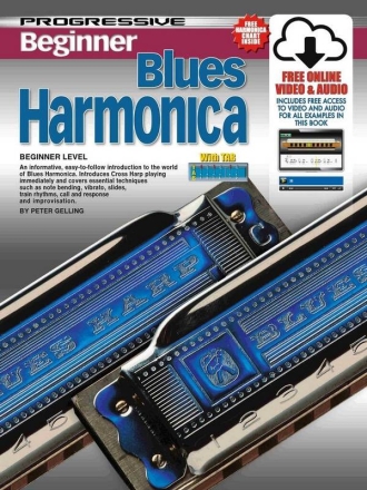 Progressive Beginner Blues Harmonica Harmonica Book & Media-Online