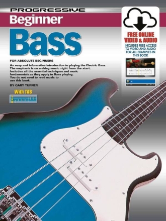 Progressive Beginner Bass Bass Guitar Book & Media-Online