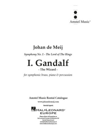 Gandalf (part I from The Lord of the Rings) Brass Ensemble, Piano and Percussion Partitur