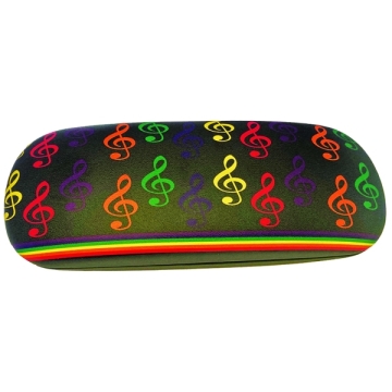 Glasses Case 'Multi-Coloured Treble Clef' with matching lens cloth