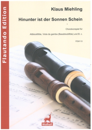 Hinunter ist der Sonnen Schein fr Altblockflte, Viola da gamba (Bassbfl) und B.c. Partitur und Stimmen