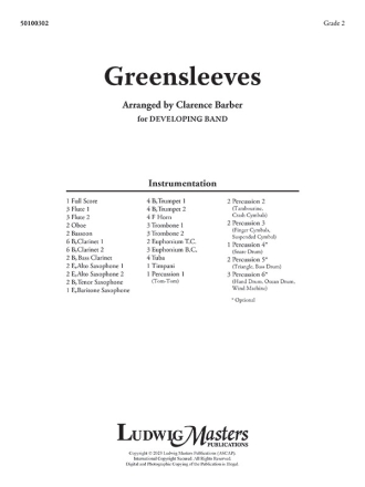 Greensleeves (c/b sc) Symphonic wind band