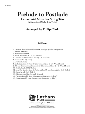 Prelude to Postlude (str trio sc) String quartet/trio