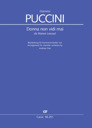 Donna non vidi mai da 'Manon Lescaut' fr Tenor solo und Kammerorchester Partitur