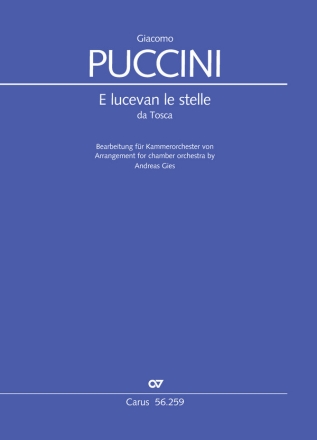 E lucevan le stelle da 'Tosca' fr Tenor solo und Kammerorchester Partitur