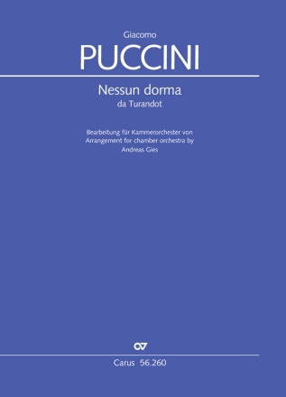 Nessun dorma da 'Turandot' fr Tenor solo und Kammerorchester Partitur