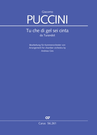 Tu che di gel sei cinta da 'Turandot' fr Sopran solo und Kammerorchester Partitur