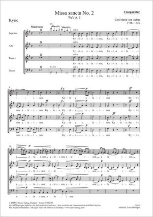 Missa sancta No. 2 Soli SATB, Coro SATB, 2 Fl, 2 Ob, 2 Clt, 2 Fg, 4 Cor, 2 Tr, Timp, 2 Vl, Va, Vc, Cb Chorpartitur