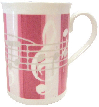 Tasse 'Pink Stripe Music Notes'  Bone China Mug