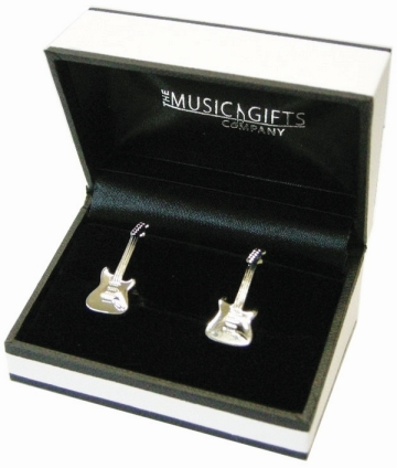 Silver-Plated Electric Guitar Cufflinks