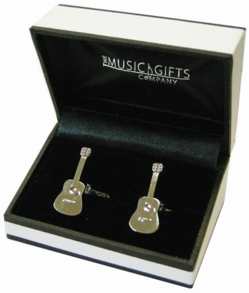 Silver-Plated Acoustic Guitar Cufflinks