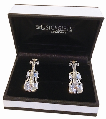 Silver-Plated Violin Cufflinks