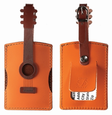 Acoustic Guitar Leather Luggage Tag