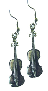 Pewter Earrings Violin