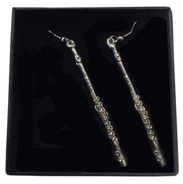 Pewter Earrings Flute