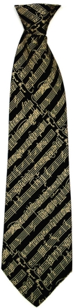 Polyester Black Tie with Mozart Manuscript