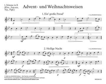 Advent- und Weihnachtsweisen Maxiflex-Besetzung ab Quartett spielbar 1. Stimme in B (Klarinette, Sopransax, Trompete, Flgelhorn)