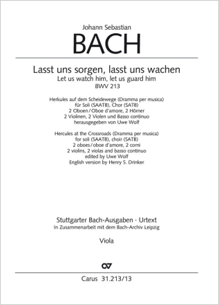 Lasst uns sorgen, lasst uns wachen Soli SAATB, Coro SATB, 2 Cor, Ob/Obda, Ob, 2 Vl, 2 Va, Bc Einzelstimme, Viola