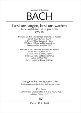 Lasst uns sorgen, lasst uns wachen Soli SAATB, Coro SATB, 2 Cor, Ob/Obda, Ob, 2 Vl, 2 Va, Bc Einzelstimme, Cembalo