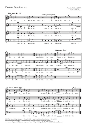 Cantate Domino Coro SATB Partitur