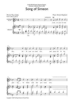 Song of Simeon (Shephard) Frauenchor mit Begleitung Chorpartitur