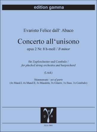 Concerto all'unisono h-moll  opus 2 Nr. 8  fr Violine, Flte und Violoncello Stimmen (16)