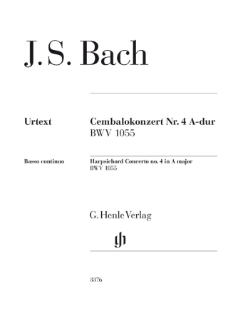 Cembalokonzert Nr. 4 A-dur BWV 1055 Klavier und Orchester Basso continuo