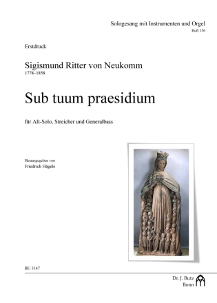 Sub tuum praesidium fr Alt-Solo, Streicher und Orgel Partitur und Stimmen (la)