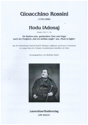 Hodu lAdonaj (Psalm 118 V. 1-4) fr Bariton solo, gem Chor und Orgel Chorpartitur