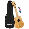 Sopran Ukulele Bamboo Natur (inkl. gepolsterte Tasche, 3 Picks)