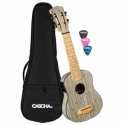 Sopran Ukulele Bamboo Graphit mit Tonabnehmersystem (inkl. gepolsterte Tasche, 3 Plektren, Tonabnehmer mit integriertem Stimmgert und 3-Band-Equalizer)