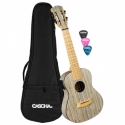 Konzert Ukulele Bamboo Graphit mit Tonabnehmersystem (inkl. gepolsterter TAsche, 3 Plektren, Tonabnahmer mit integriertem Stimmgert und 3-Band-Equalizer)