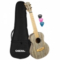 Tenor Ukulele Bamboo Graphit mit Tonabnehmersystem (inkl. gepolsterte TAsche, 3 Plektren und Tonabnehmer mit integriertem Stimmgert und 3-Band Equalizer)