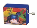 Spieluhr Blumenwalzer Motiv Blaues Pferdchen (Franz Marc) mit Holz-Resonanzboden