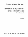 Benet Casablancas, Romanza Sin Palabras Small Orchestra Score