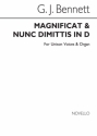 George J. Bennett, Magnificat And Nunc Dimittis In D Unison Voice Organ Accompaniment Chorpartitur