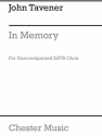 John Tavener: In Memory SATB Vocal Score