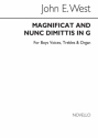 John West, Magnificat & Nunc Dimittis In G Unison Voice Organ Accompaniment Chorpartitur