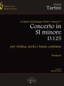 Giuseppe Tartini, Concerto in Si Minore D125 per Violino, Archi e BC Violin and Ensemble Partitur