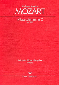 Missa solemnis C-Dur KV337 fr Soli (SATB), Chor und Orchester Studienpartitur