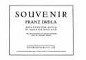 Franz Drdla: Souvenir For Organ Organ Instrumental Work