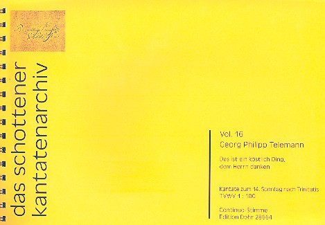 Das ist ein kstlich Ding TWV1:180 fr Soli, gem Chor, 2 Trompeten, 2 Violinen, Viola und Bc Orgel/Continuo