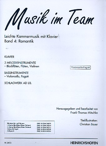 Musik im Team Band 4 - Romantik fr 2 Melodieinstrumente, Bassinstr. und Klavier (Schlagw.ad lib) Bassinstrument